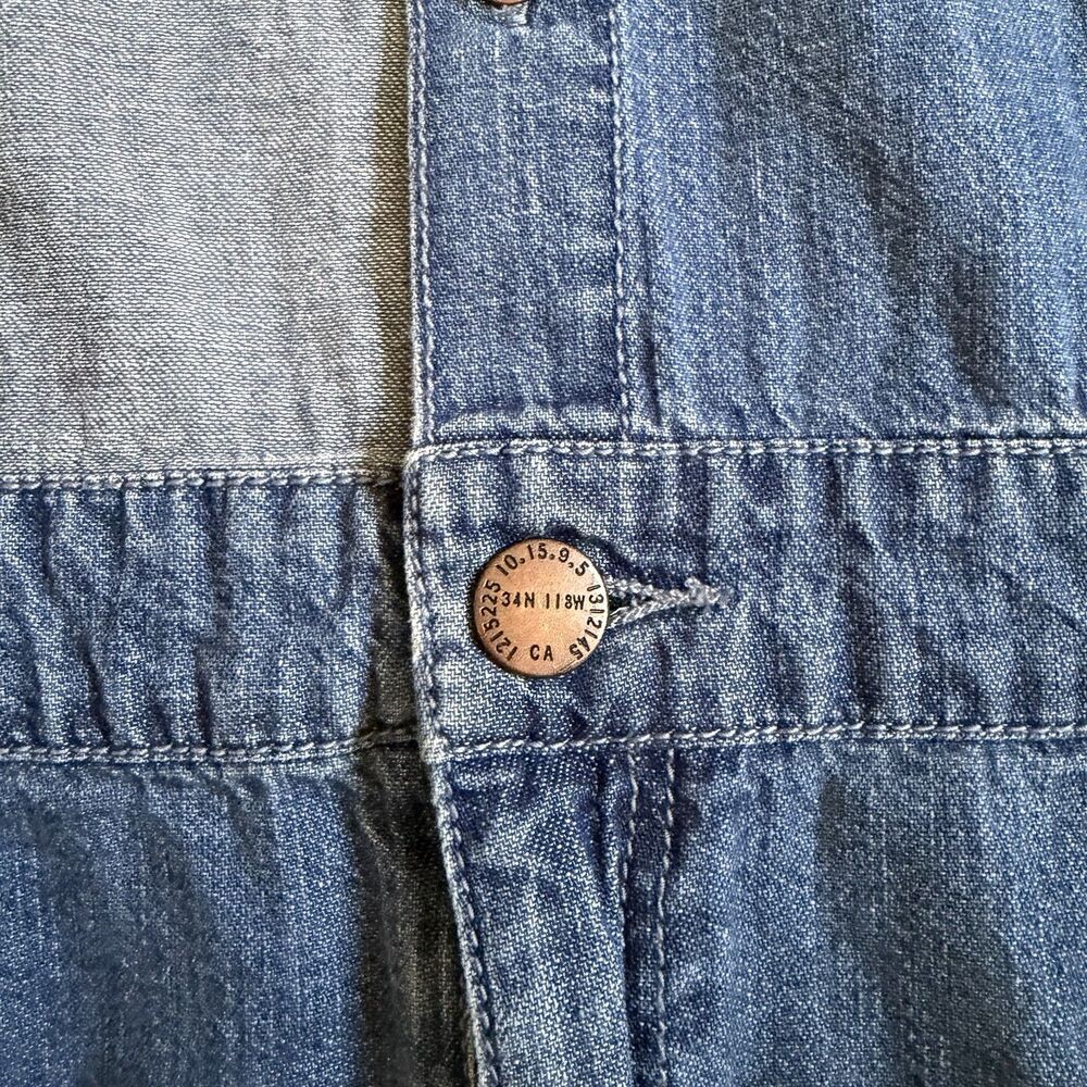 Current Elliott Two Tone Denim Shirt Dress Light Mid Wash Size 2 Mini Skirt - Picture 11 of 16